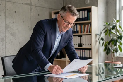 Conseiller financier analysant des documents de SCPI dans un bureau moderne à Paris, illustrant le risque de perte en capital