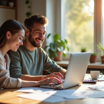 Jeune couple analysant ses finances à la maison