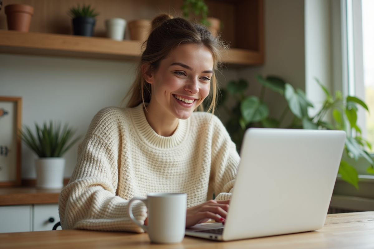 Femme souriante vérifiant son portefeuille d