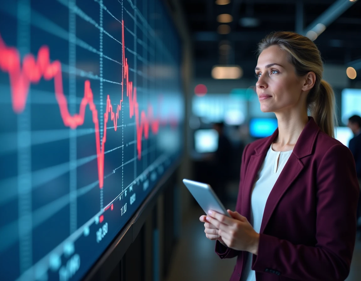 Gestionnaire de portefeuille analysant un graphique boursier en baisse sur un écran de trading, évoquant un possible scénario de rebond pour l'action Kering