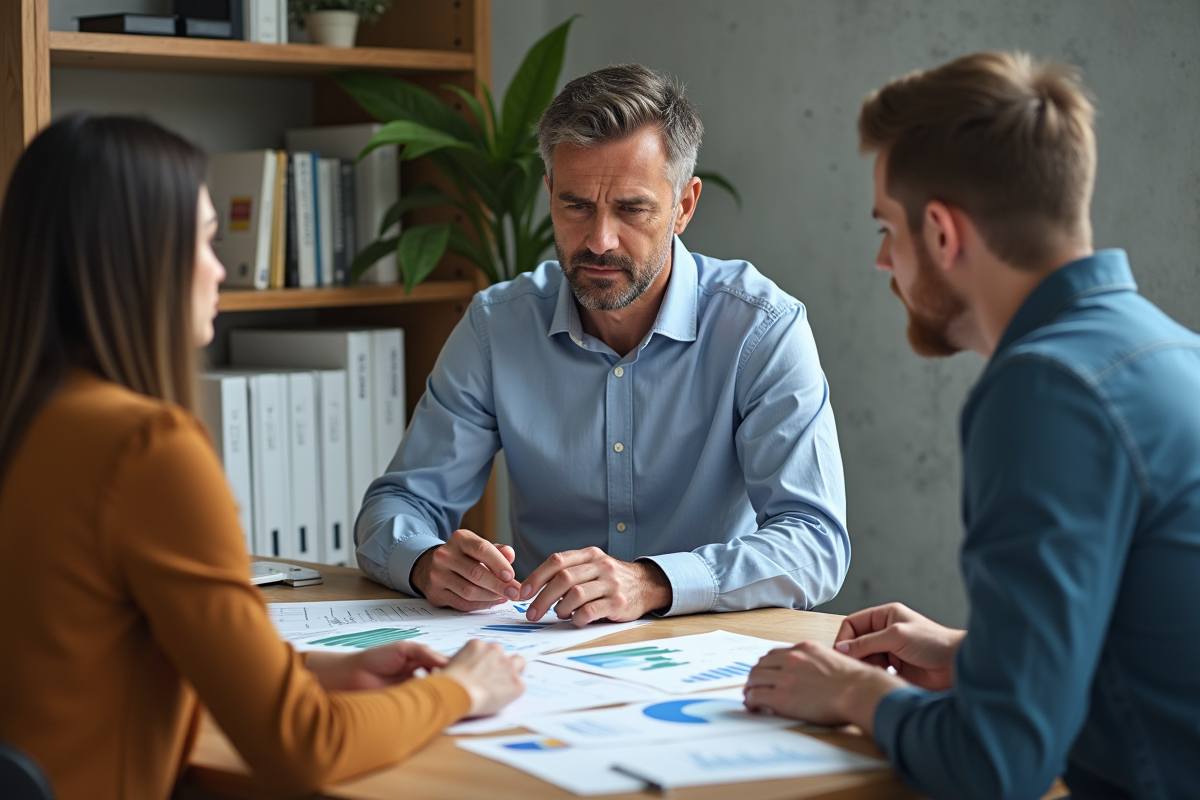 Manager analysant un rapport avec collègues