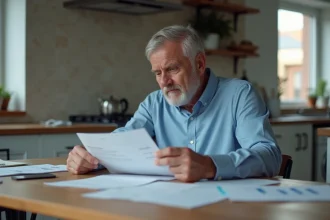 Homme d age moyen étudie documents à la maison