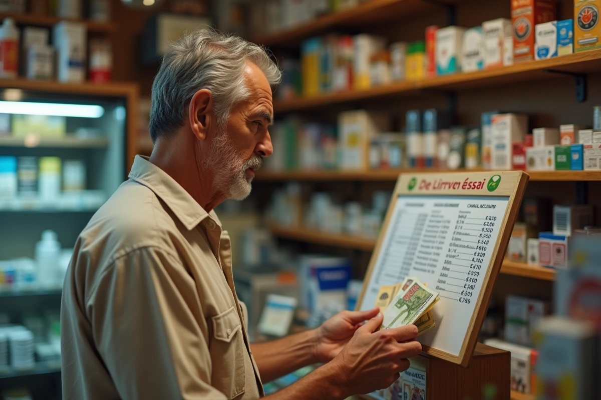 Homme dans un bureau de tabac italien regardant les prix des cigarettes affichés derrière le comptoir