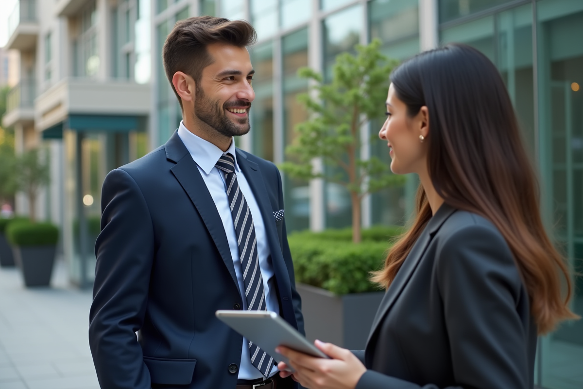 Jeune professionnel en costume discutant avec une conseillère