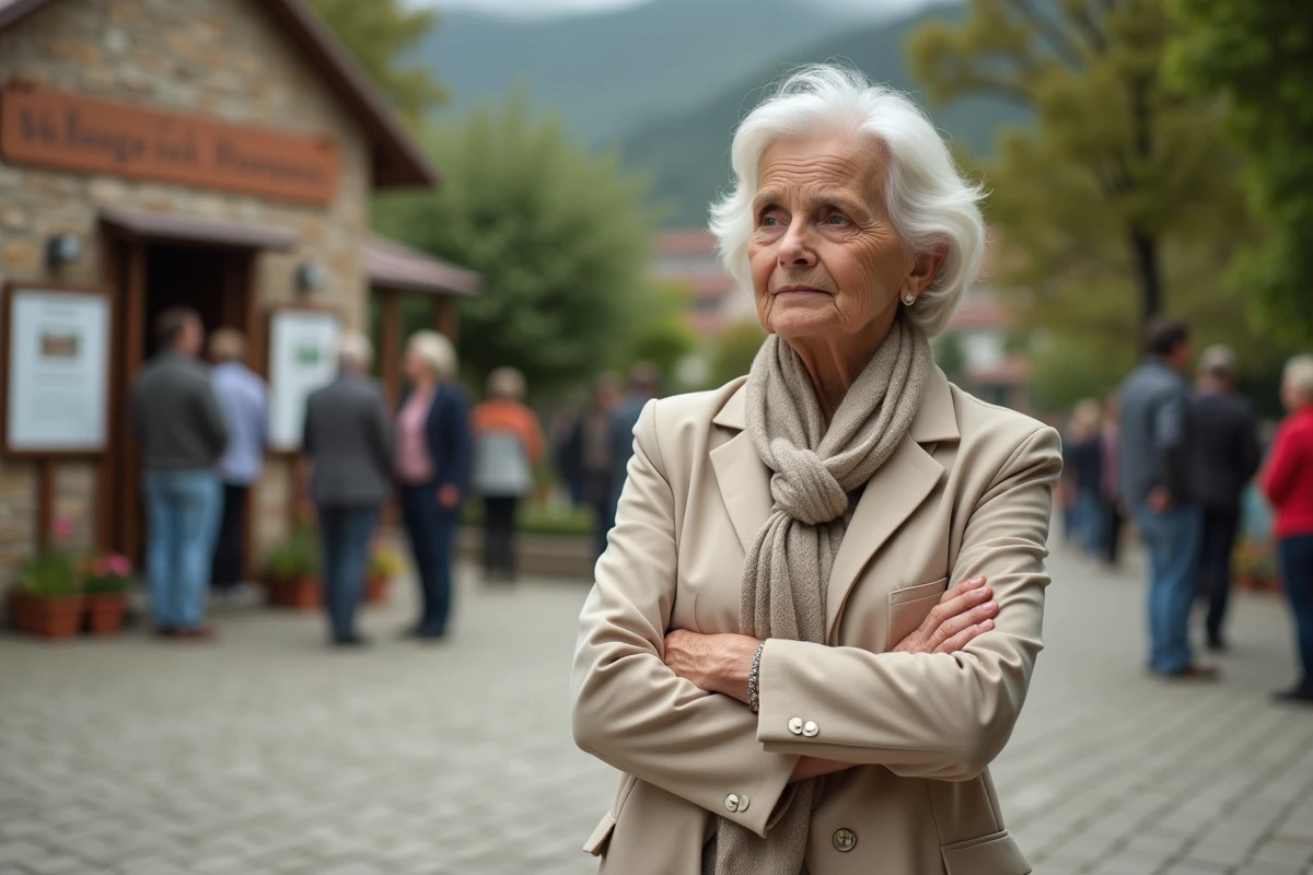 Maire femme en blazer dans la place du village