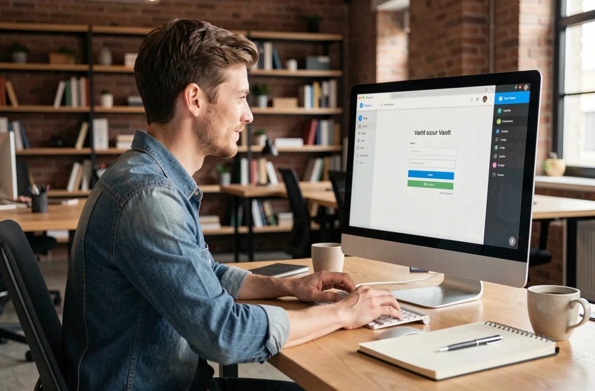 Jeune employé en train de se connecter pour la première fois à son coffre fort numérique Arkevia